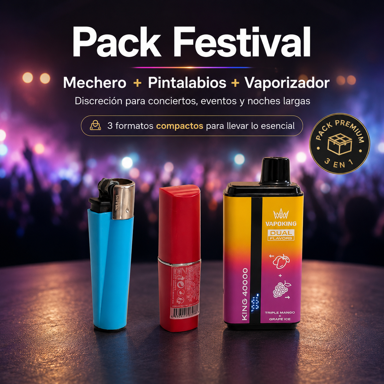 Pack Festival Shade Stash con mechero pintalabios y vaporizador con compartimento secreto