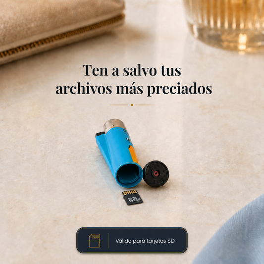 Mechero discreto con espacio oculto para dinero y micro SD