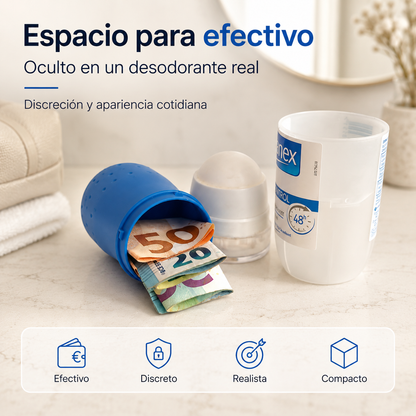 Desodorante roll-on premium para esconder dinero en viajes