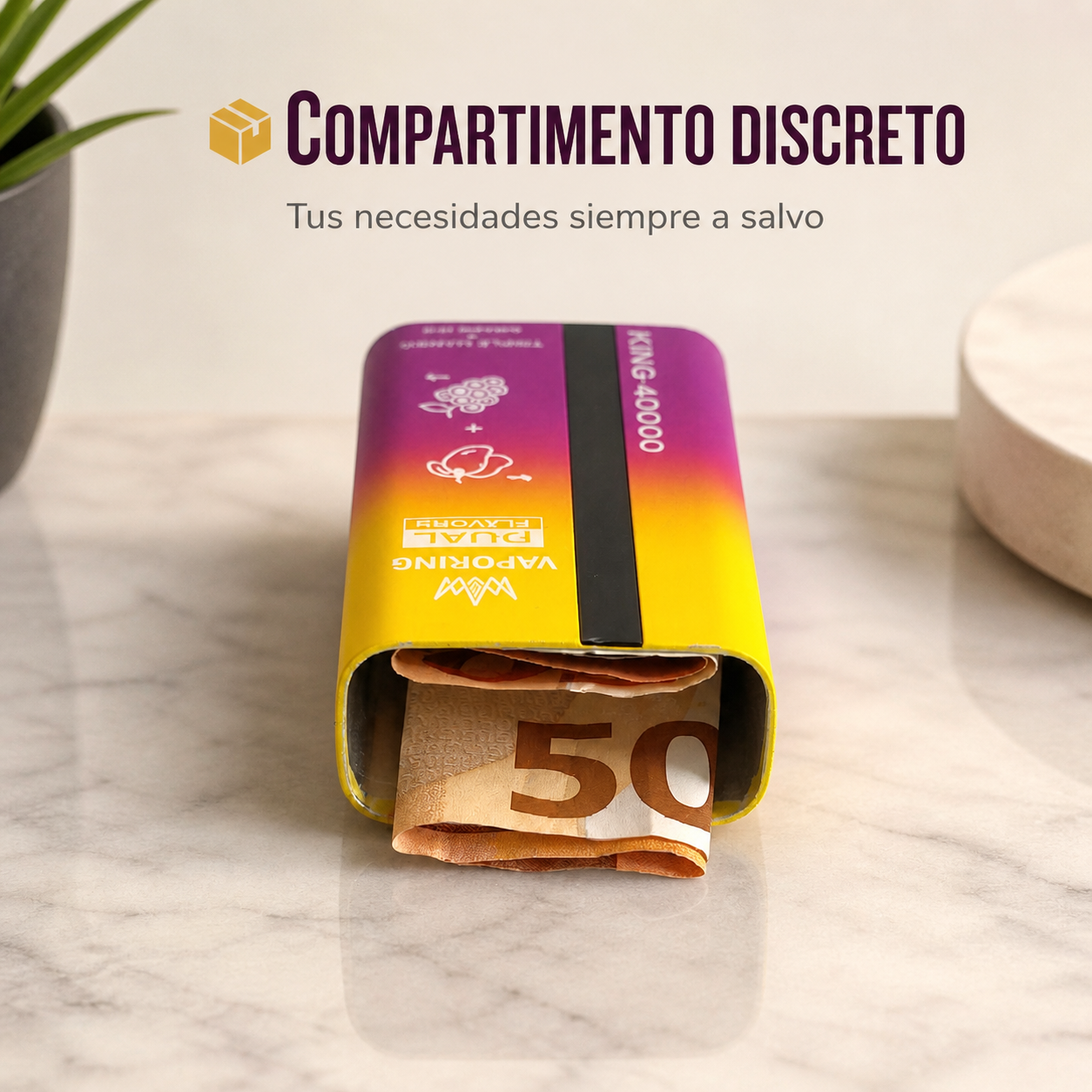 Vaporizador discreto con espacio secreto para dinero y micro SD