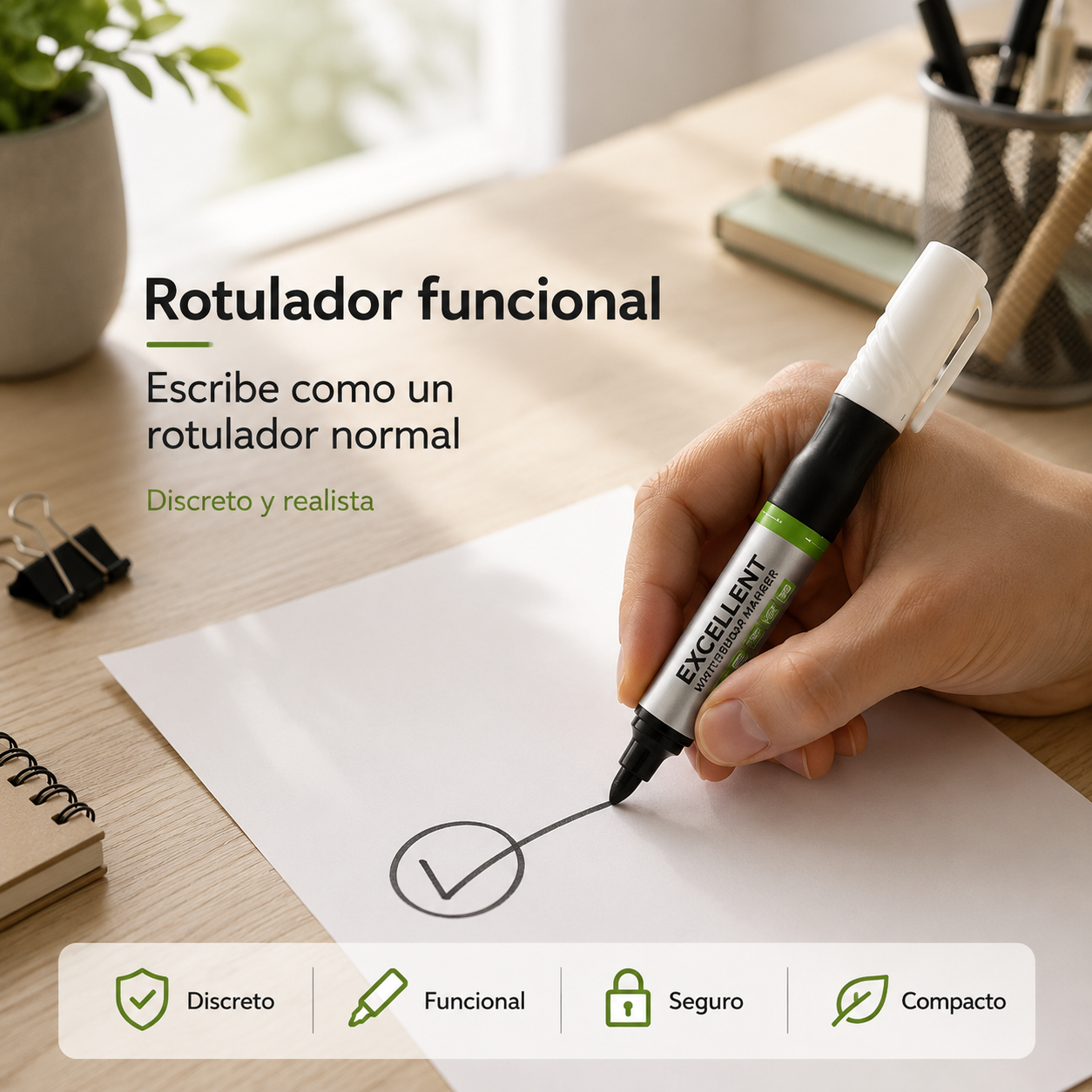 Rotulador con compartimento secreto para oficina y viajes